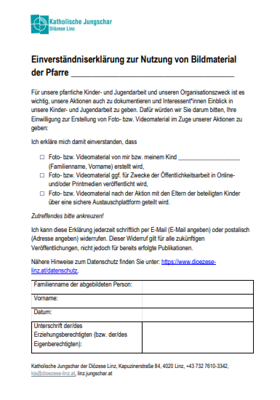 Vorlage Einverständniserklärung Bildmaterial