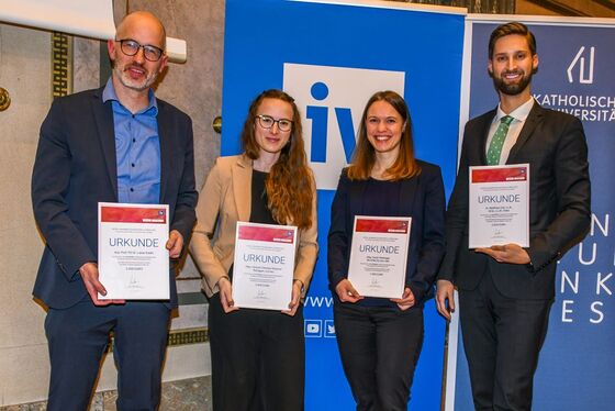 v.l.: Ass.-Prof. PD Dr. Lukas Kaelin, Mag. Hannah Rußegger, LLB.oec., Mag. Sarah Pieslinger, BA B.Rel.Ed.Univ. MA, Dr. Matthäus Uitz, LL.B., M.Sc., LL.M. (Yale).